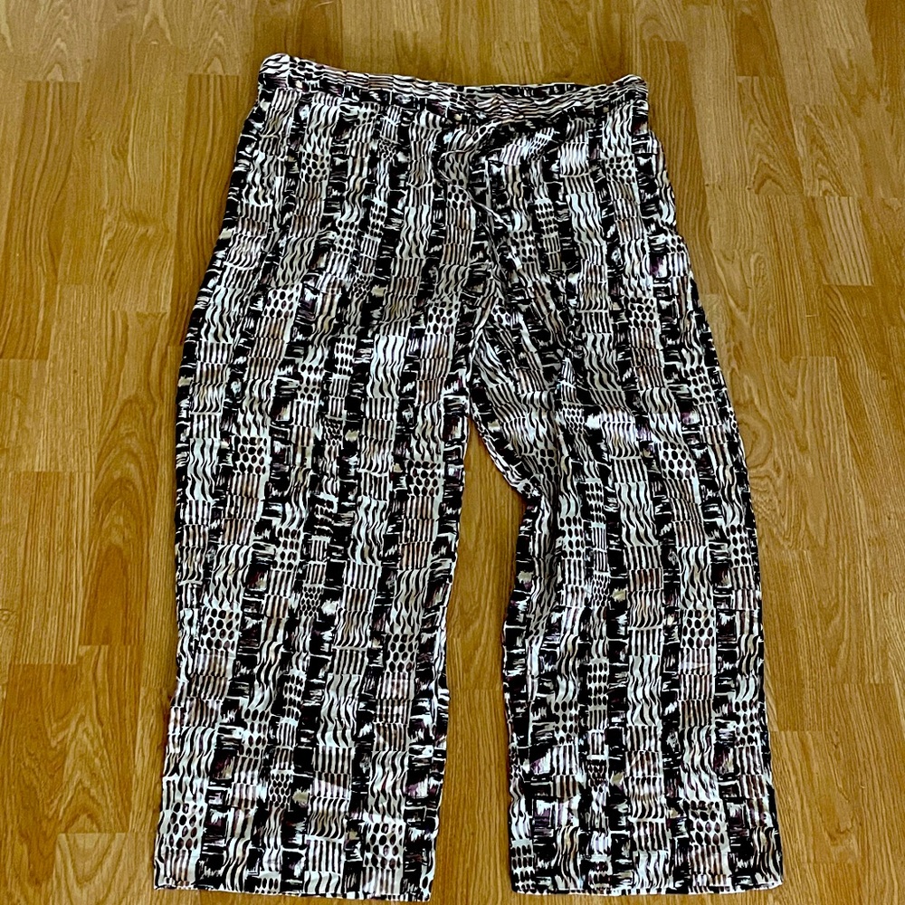 Vintage silk pants with bamboo print large